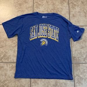 Men’s San Jose State blue and gold tee. Size Lg